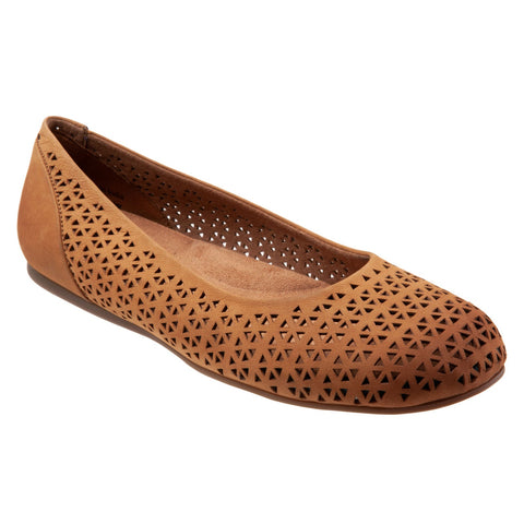Softwalk Sonoma S1862-227 Womens Brown Leather Slip On Ballet Flats Shoes