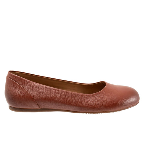 Softwalk Sonoma S1862-650 Womens Brown Narrow Leather Ballet Flats Shoes