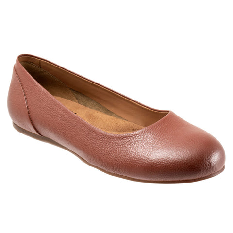 Softwalk Sonoma S1862-650 Womens Brown Narrow Leather Ballet Flats Shoes