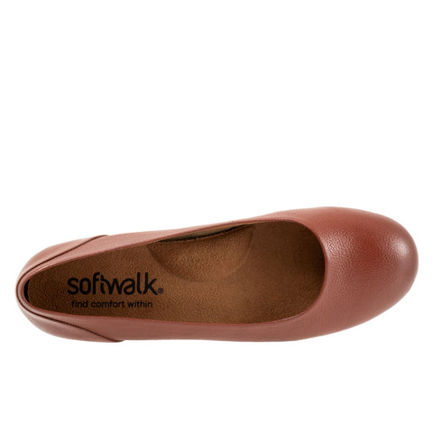 Softwalk Sonoma S1862-650 Womens Brown Narrow Leather Ballet Flats Shoes