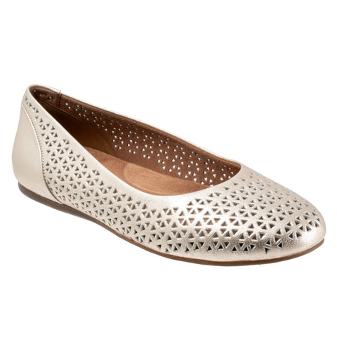Softwalk Sonoma S1862-732 Womens Beige Narrow Leather Ballet Flats Shoes