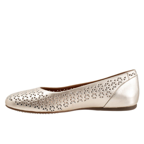 Softwalk Sonoma S1862-732 Womens Beige Narrow Leather Ballet Flats Shoes