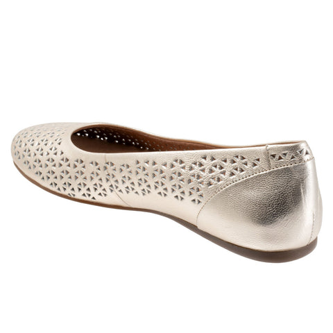 Softwalk Sonoma S1862-732 Womens Beige Leather Slip On Ballet Flats Shoes