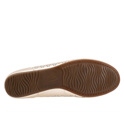Softwalk Sonoma S1862-732 Womens Beige Narrow Leather Ballet Flats Shoes