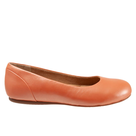 Softwalk Sonoma S1862-840 Womens Orange Leather Slip On Ballet Flats Shoes