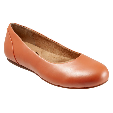 Softwalk Sonoma S1862-840 Womens Orange Leather Slip On Ballet Flats Shoes