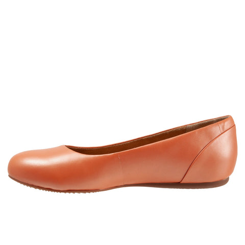 Softwalk Sonoma S1862-840 Womens Orange Leather Slip On Ballet Flats Shoes