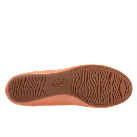 Softwalk Sonoma S1862-840 Womens Orange Leather Slip On Ballet Flats Shoes