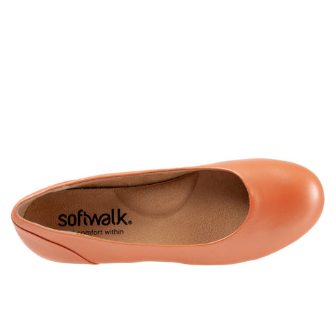 Softwalk Sonoma S1862-840 Womens Orange Leather Slip On Ballet Flats Shoes