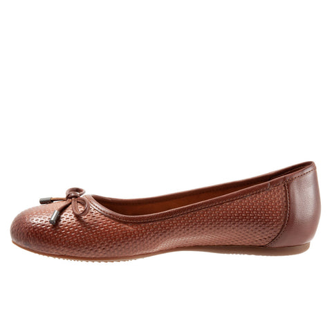 Softwalk Napa Embossed S1864-264 Womens Brown Extra Wide Ballet Flats Shoes