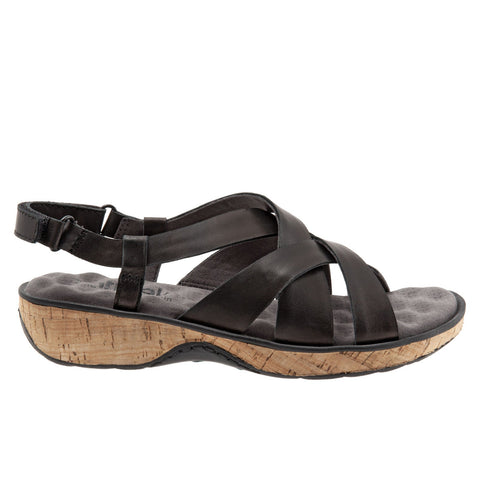 Softwalk Bonaire S1902-001 Womens Black Wide Slingback Sandals Shoes