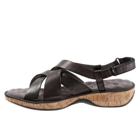 Softwalk Bonaire S1902-001 Womens Black Leather Slingback Sandals Shoes