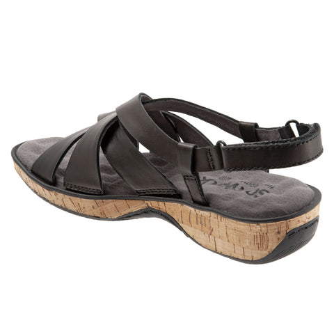 Softwalk Bonaire S1902-001 Womens Black Leather Slingback Sandals Shoes