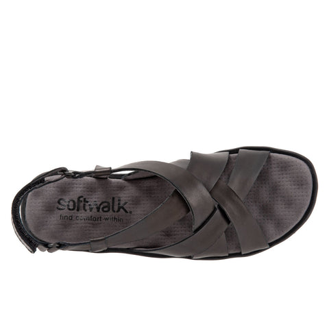 Softwalk Bonaire S1902-001 Womens Black Wide Slingback Sandals Shoes