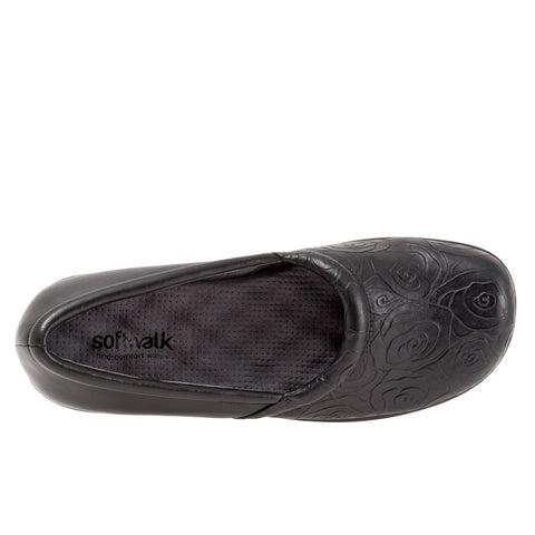 Softwalk Adora S1912-018 Womens Black Leather Slip On Loafer Flats Shoes