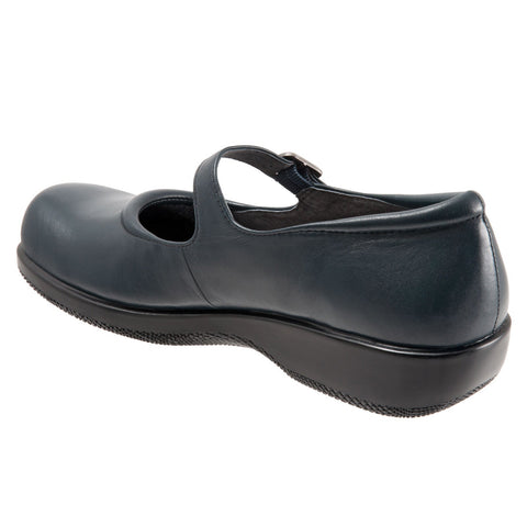 Softwalk Jupiter S1948-489 Womens Blue Narrow Leather Mary Jane Flats Shoes