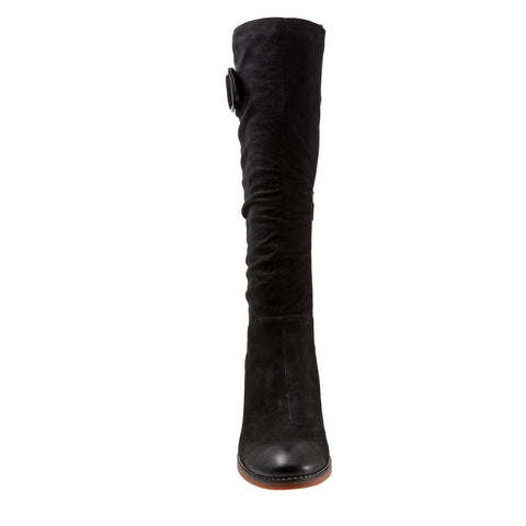 Softwalk Knox S1951-004 Womens Black Wide Leather Zipper Knee High Boots