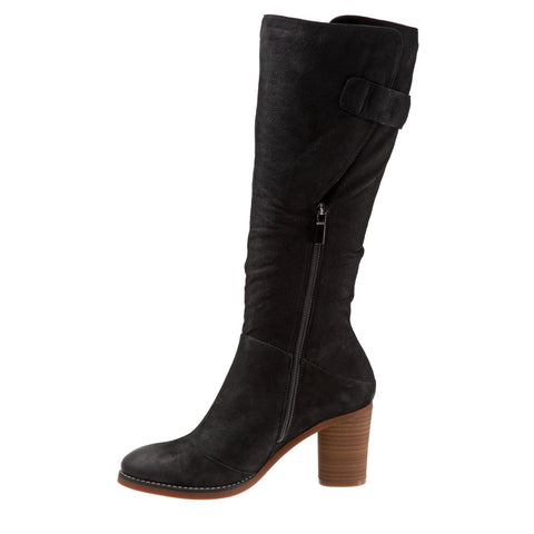 Softwalk Knox S1951-004 Womens Black Wide Leather Zipper Knee High Boots