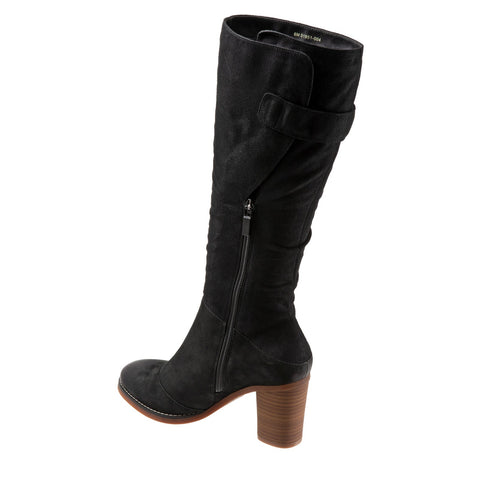 Softwalk Knox S1951-004 Womens Black Wide Leather Zipper Knee High Boots