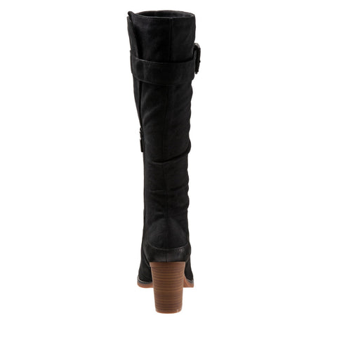 Softwalk Knox S1951-004 Womens Black Wide Leather Zipper Knee High Boots