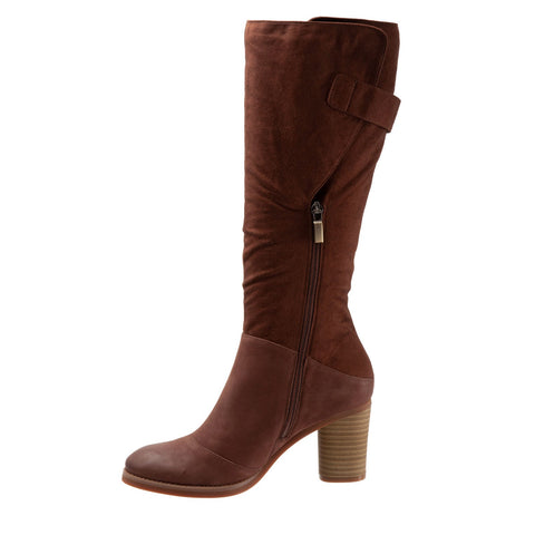 Softwalk Knox S1951-204 Womens Brown Narrow Leather Zipper Knee High Boots