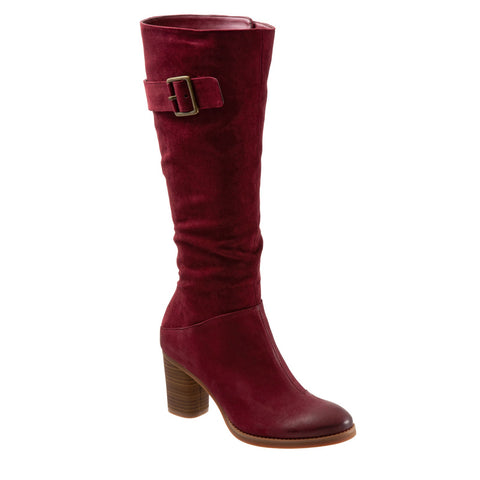 Softwalk Knox S1951-601 Womens Red Wide Leather Zipper Knee High Boots