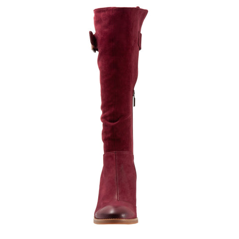 Softwalk Knox S1951-601 Womens Red Wide Leather Zipper Knee High Boots