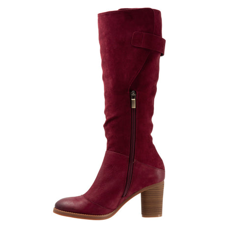 Softwalk Knox S1951-601 Womens Red Wide Leather Zipper Knee High Boots