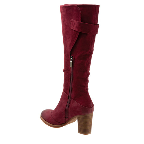 Softwalk Knox S1951-601 Womens Red Leather Zipper Knee High Boots