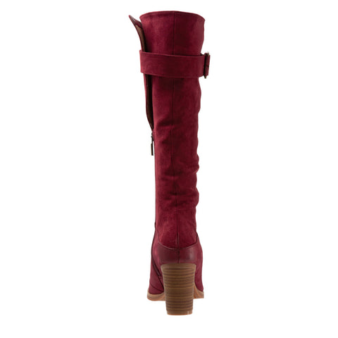 Softwalk Knox S1951-601 Womens Red Wide Leather Zipper Knee High Boots