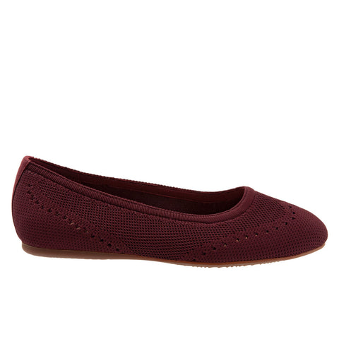 Softwalk Santorini S1961-601 Womens Red Wide Leather Ballet Flats Shoes