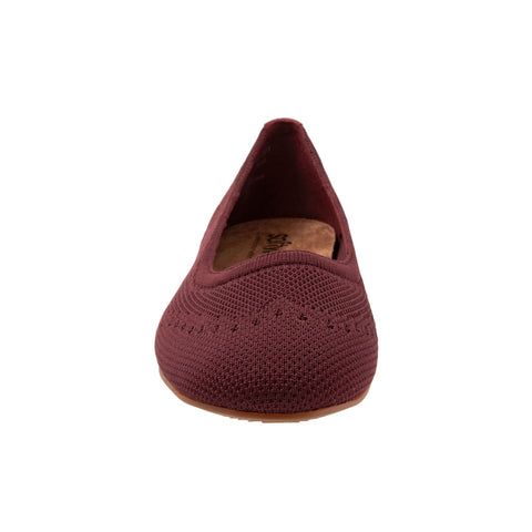 Softwalk Santorini S1961-601 Womens Red Wide Leather Ballet Flats Shoes