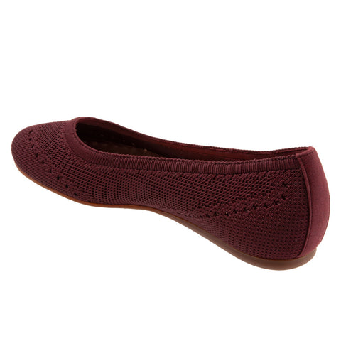 Softwalk Santorini S1961-601 Womens Red Wide Leather Ballet Flats Shoes