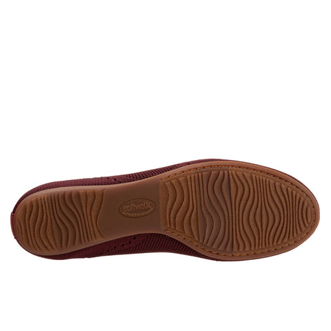 Softwalk Santorini S1961-601 Womens Red Wide Leather Ballet Flats Shoes