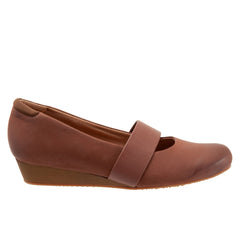 Softwalk Winona S1965-204 Womens Brown Leather Mary Jane Flats Shoes