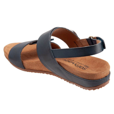 Softwalk Benissa S2001-400 Womens Blue Wide Leather Slingback Sandals Shoes