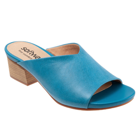 Softwalk Parker S2003-462 Womens Blue Wide Leather Heeled Sandals Shoes