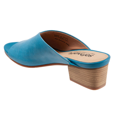 Softwalk Parker S2003-462 Womens Blue Wide Leather Heeled Sandals Shoes