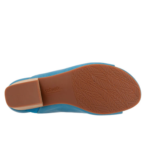 Softwalk Parker S2003-462 Womens Blue Wide Leather Heeled Sandals Shoes