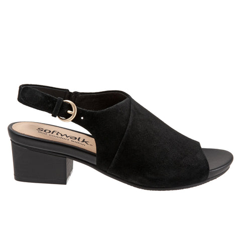 Softwalk Pomona S2004-003 Womens Black Narrow Leather Heeled Sandals Shoes