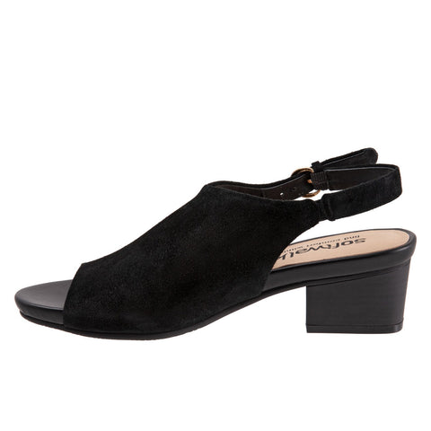 Softwalk Pomona S2004-003 Womens Black Narrow Leather Heeled Sandals Shoes
