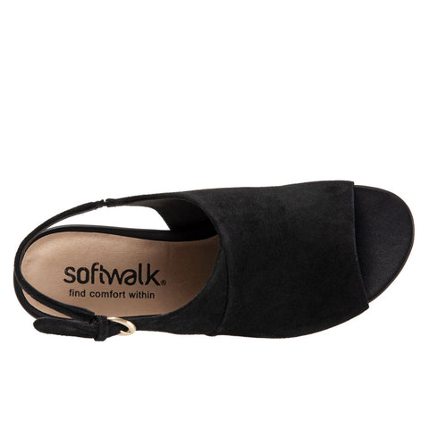 Softwalk Pomona S2004-003 Womens Black Narrow Leather Heeled Sandals Shoes