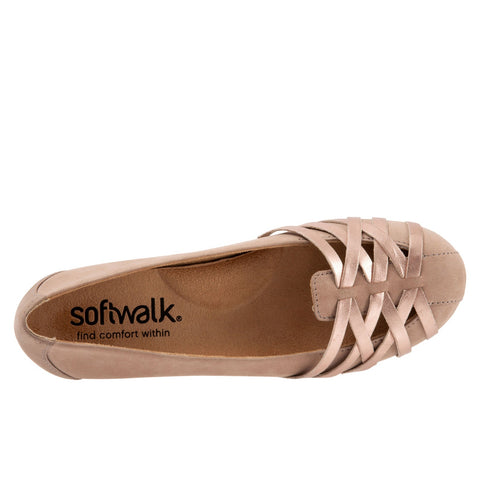 Softwalk St Lucia S2006-123 Womens Brown Narrow Leather Ballet Flats Shoes