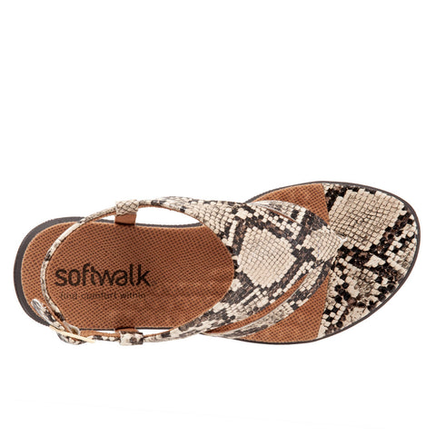 Softwalk Temara S2008-155 Womens Beige Wide Leather Slingback Sandals Shoes
