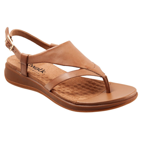 Softwalk Temara S2008-253 Womens Brown Wide Leather Slingback Sandals Shoes