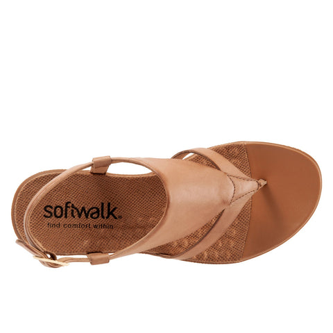 Softwalk Temara S2008-253 Womens Brown Wide Leather Slingback Sandals Shoes