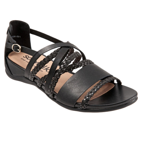Softwalk Tula S2009-001 Womens Black Leather Strap Sandals Shoes