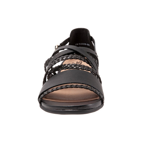 Softwalk Tula S2009-001 Womens Black Wide Leather Strap Sandals Shoes