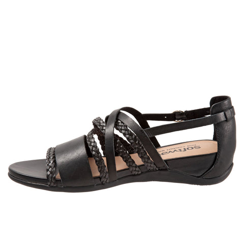 Softwalk Tula S2009-001 Womens Black Leather Strap Sandals Shoes
