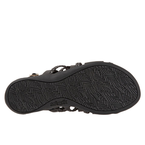 Softwalk Tula S2009-001 Womens Black Extra Wide Leather Strap Sandals Shoes